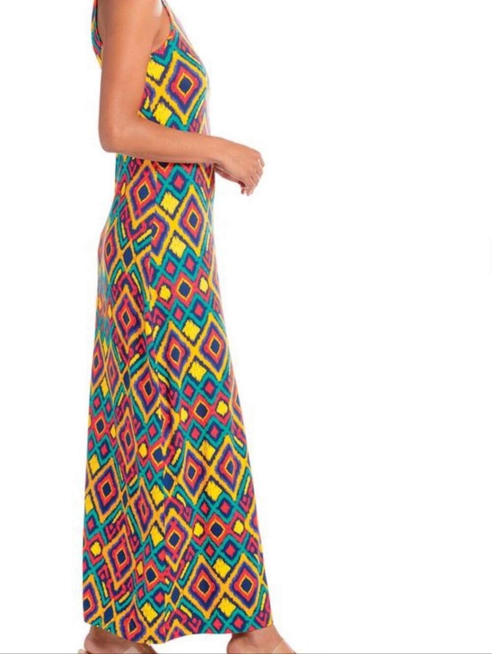 Masseys XL Colorful Ikat Print Tank Maxi Dress | Stretch Casual Summer - Picture 5 of 7